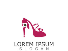 Women shoes logo design High heel fashion shop icon vector for business store