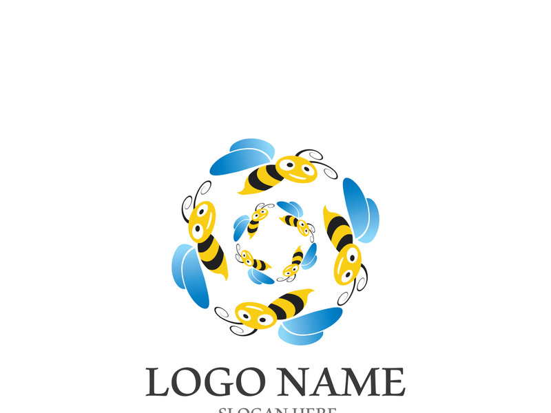 Bee logo vector icon illustration design