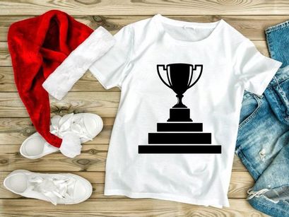 A black trophy icon sitting on a three step podium