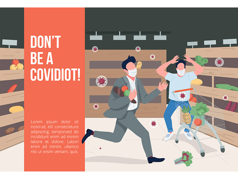 Dont be a covidiot banner flat vector template