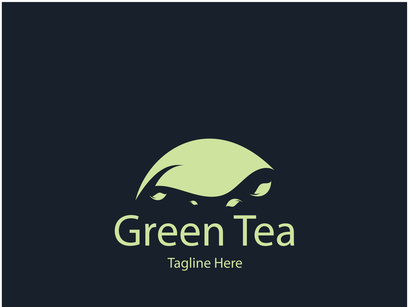 Tea cup logo vector design.Green tea vector logo template.