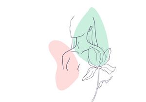 Line art portrait woman, Flower face one line vector illustration