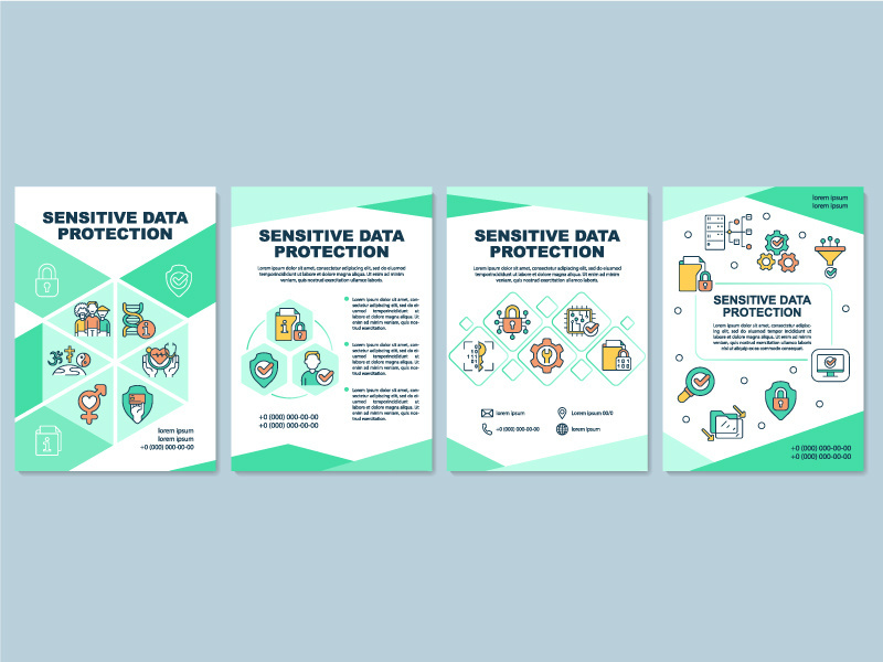 Sensitive data protection green brochure template