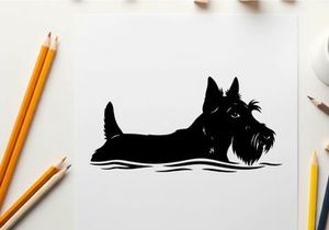 Silhouette of a scottish terrier dog breed portrait