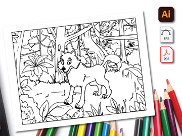 Fox Coloring Book Line Art Design preview picture