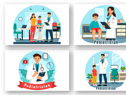 9 Pediatrician Vector Illustration