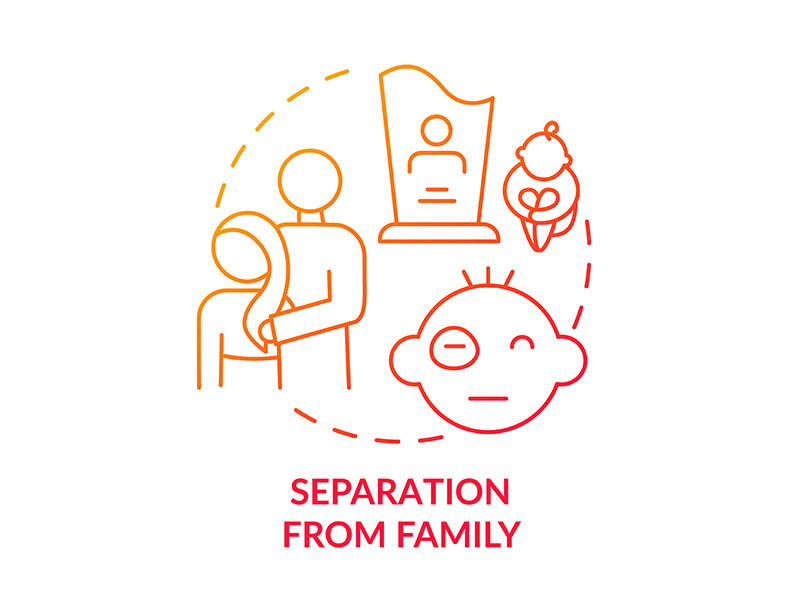 Separation from family red gradient concept icon