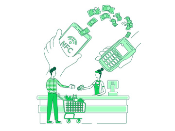 Mobile e-payments thin line concept vector illustration preview picture