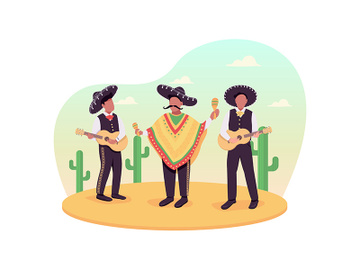 Mexican musicians 2D vector web banner, poster preview picture