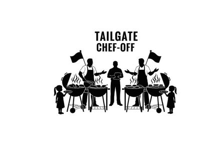 Silhouette of people at a tailgate chef off cooking competition