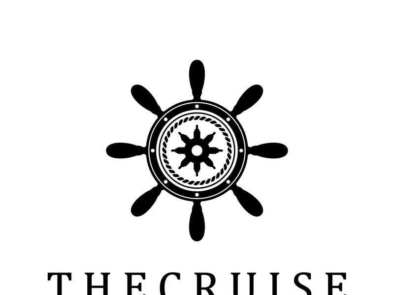 The cruise logo,ship steering logo, boat, yacht, rope, maritime, anchor. Logo for business, sailor, sailing, tourism