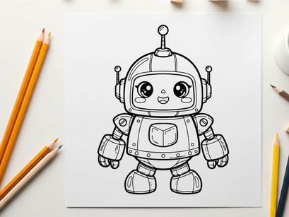 Cute robot mascot smiling vector illustration flat design