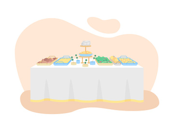 Serving salads and appetizers for dinner 2D vector web banner, poster preview picture