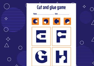 7 Pages Cut and glue game for kids with Alphabet. Cutting practice for preschoolers. Education paper game for children