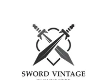 Sword vintage logo design. illustration sword element, can be used as logotype, icon, template coat of arms concept