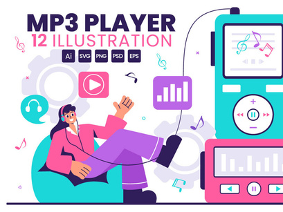 12 MP3 Music Player Illustration