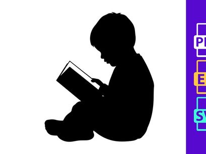 Child Studying Book Silhouette