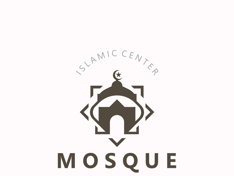 Mosque Logo design, simple islamic architecture, emblem symbol islamic center vector template