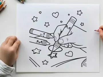 Hand holding pencil drawing love hearts vector illustration preview picture