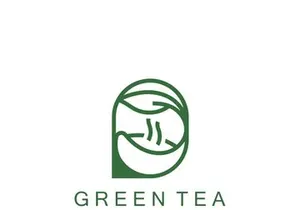 Green tea logo, herbal, leaf health minimal design template