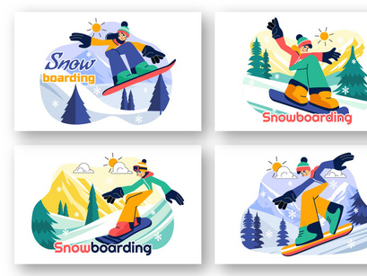 10 Snowboarding Sport Illustration