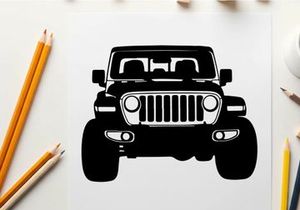 Silhouette of a jeep wrangler with front view