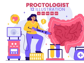 12 Proctologist or Colonoscopy Procedure Illustration preview picture