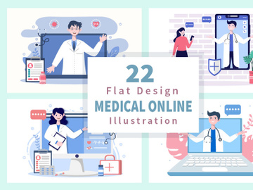 22 Online Doctor Medical Information Flat Design preview picture