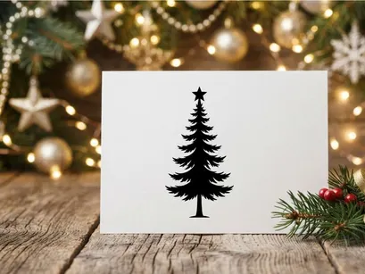Silhouette of Christmas Tree with Star Topper for Holiday Decor