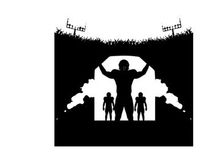 Football player silhouette standing strong in stadium tunnel