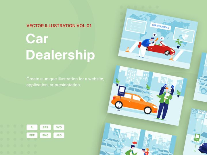 Car Dealership Vector Illustration_Pack 01