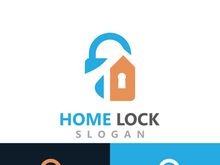 Home Lock logo design security key protection concept for business template