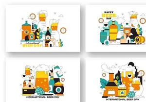 10 International Beer Day Illustration
