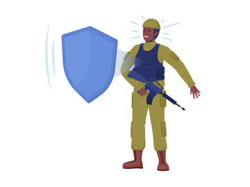 Soldier in body armour semi flat color vector character preview picture
