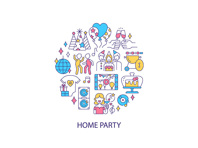 Home party abstract color concept layout with headline