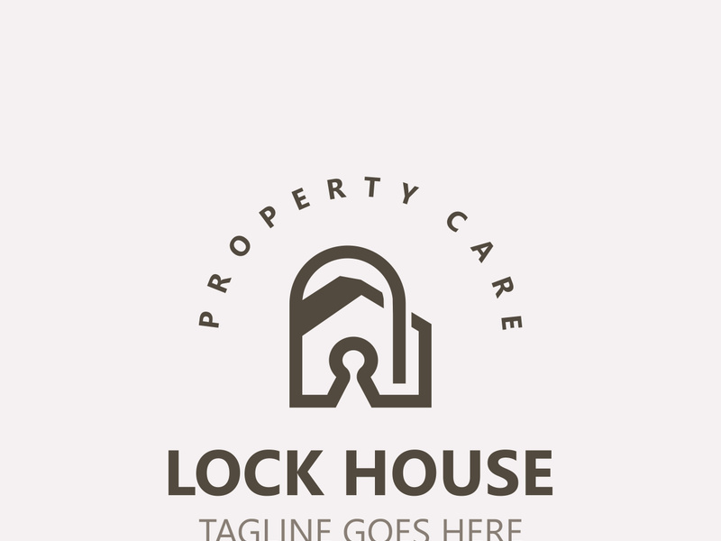 Lock House secure logo design, smart key home vector concept template