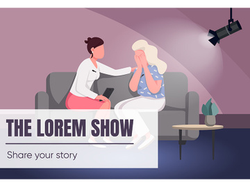 Talk show banner flat vector template preview picture
