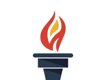 Burning Torch Fire Flame with Pillar column logo design