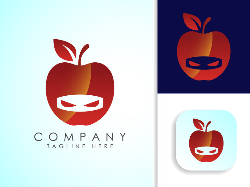 Ninja apple logo sign symbol