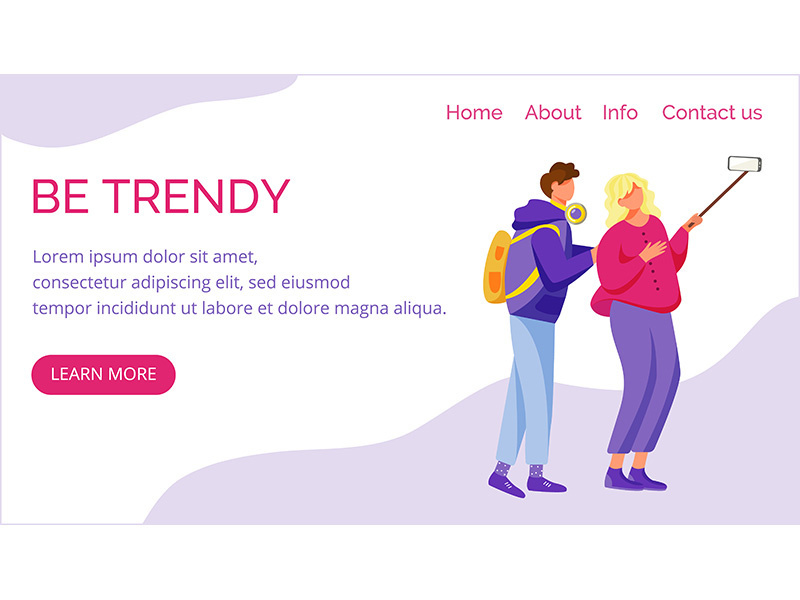 Be trendy landing page vector template
