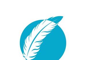 Feather quill design icon and logo illustration classic stationery