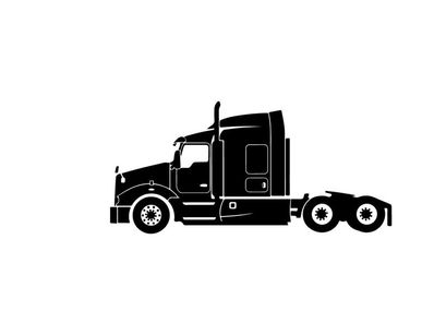 Silhouette of a semi truck with trailer