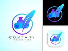 Feather logo design vector template. Feather logo for a writer or publishers.