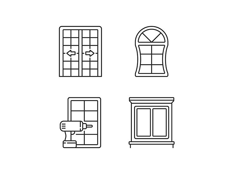 Replacement door opportunity linear icons set
