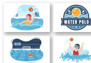 12 Water Polo Sport Player Illustration
