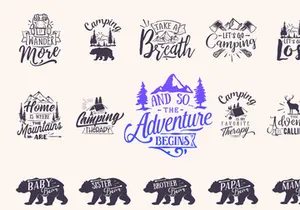 Typography adventure letter, bear t-shirt quote lettering print collection