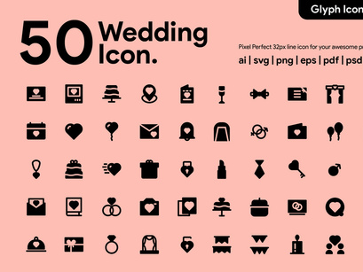 50 Wedding Glyph Icon