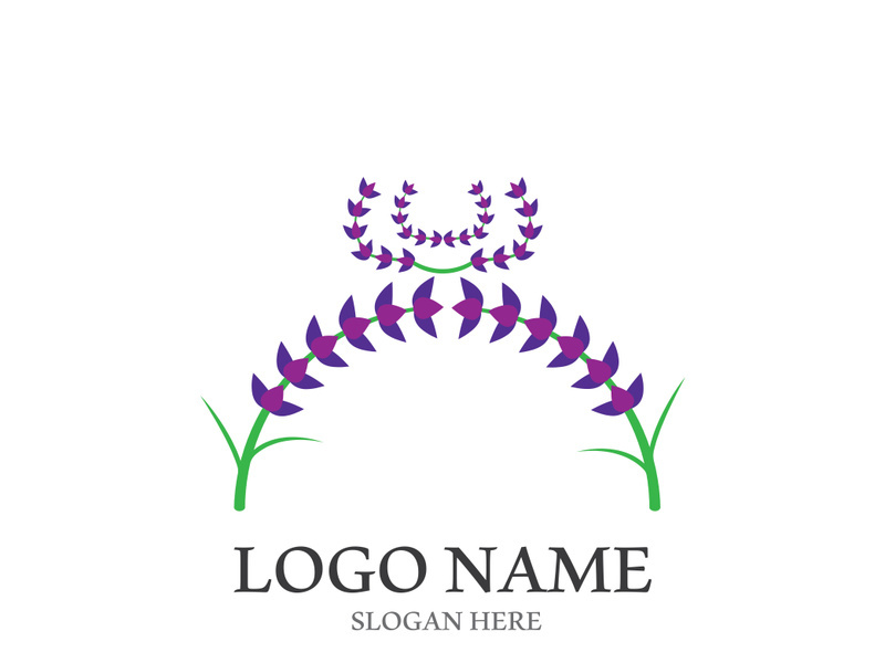 Fresh lavender flower logo vector flat design