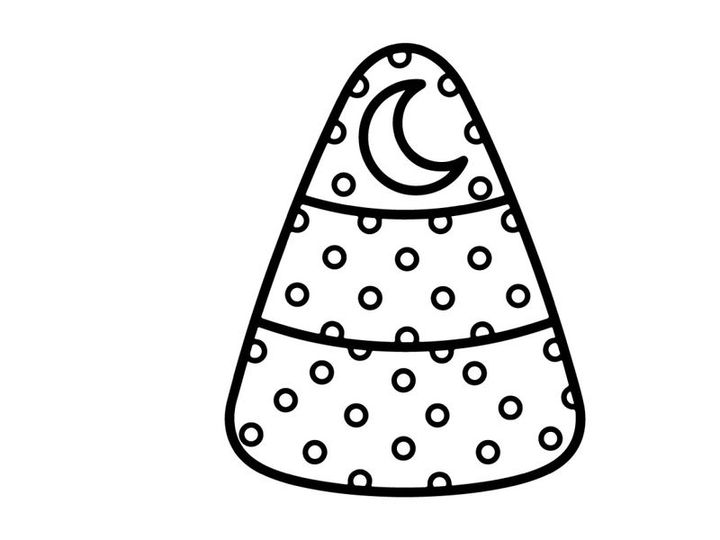 Halloween candy corn coloring page. Festive holiday treat illustration for kids.
