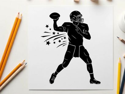 American football player in motion silhouette